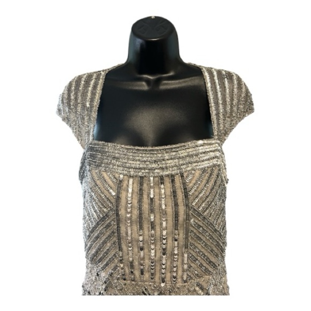 Silver Beaded Cocktail Dress - Picture 2 of 7